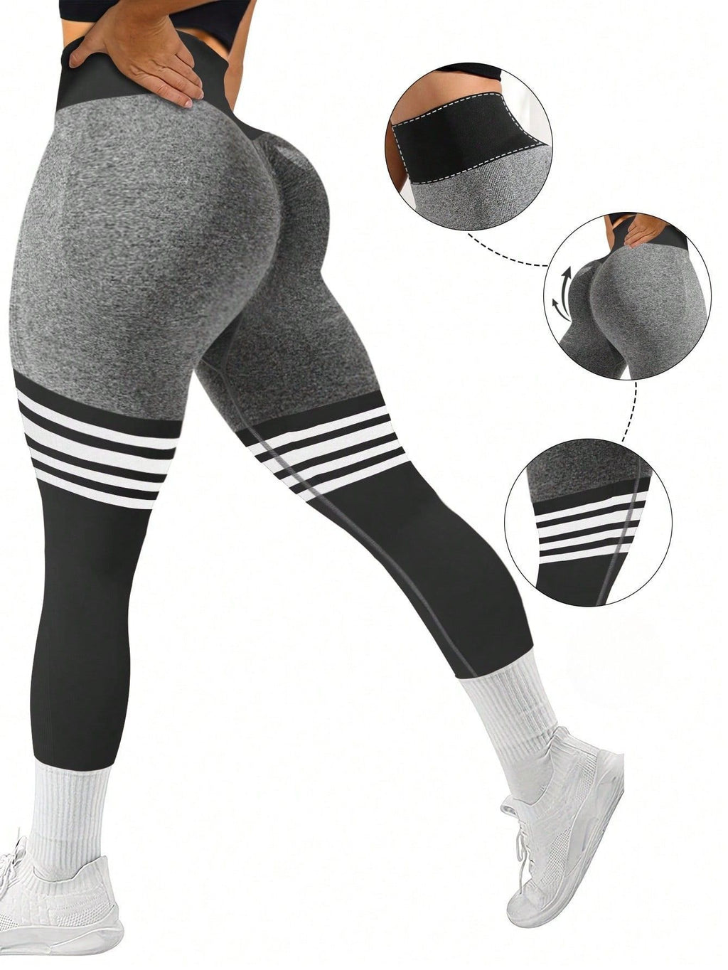 Legging Seamless Cintura Alta Com Faixas De Contorno