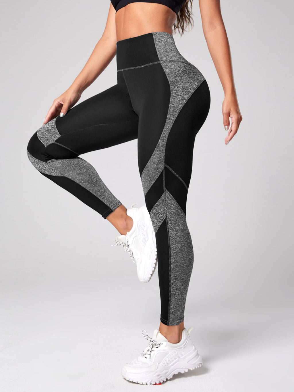 Legging Fitness Cintura Alta Com Recortes Diagonais
