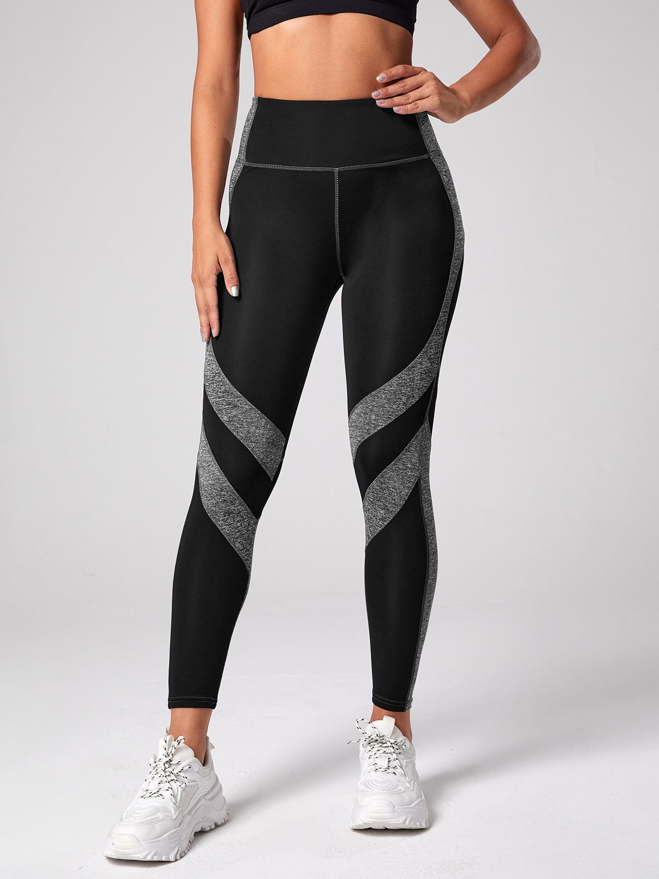 Legging Fitness Cintura Alta Com Recortes Diagonais