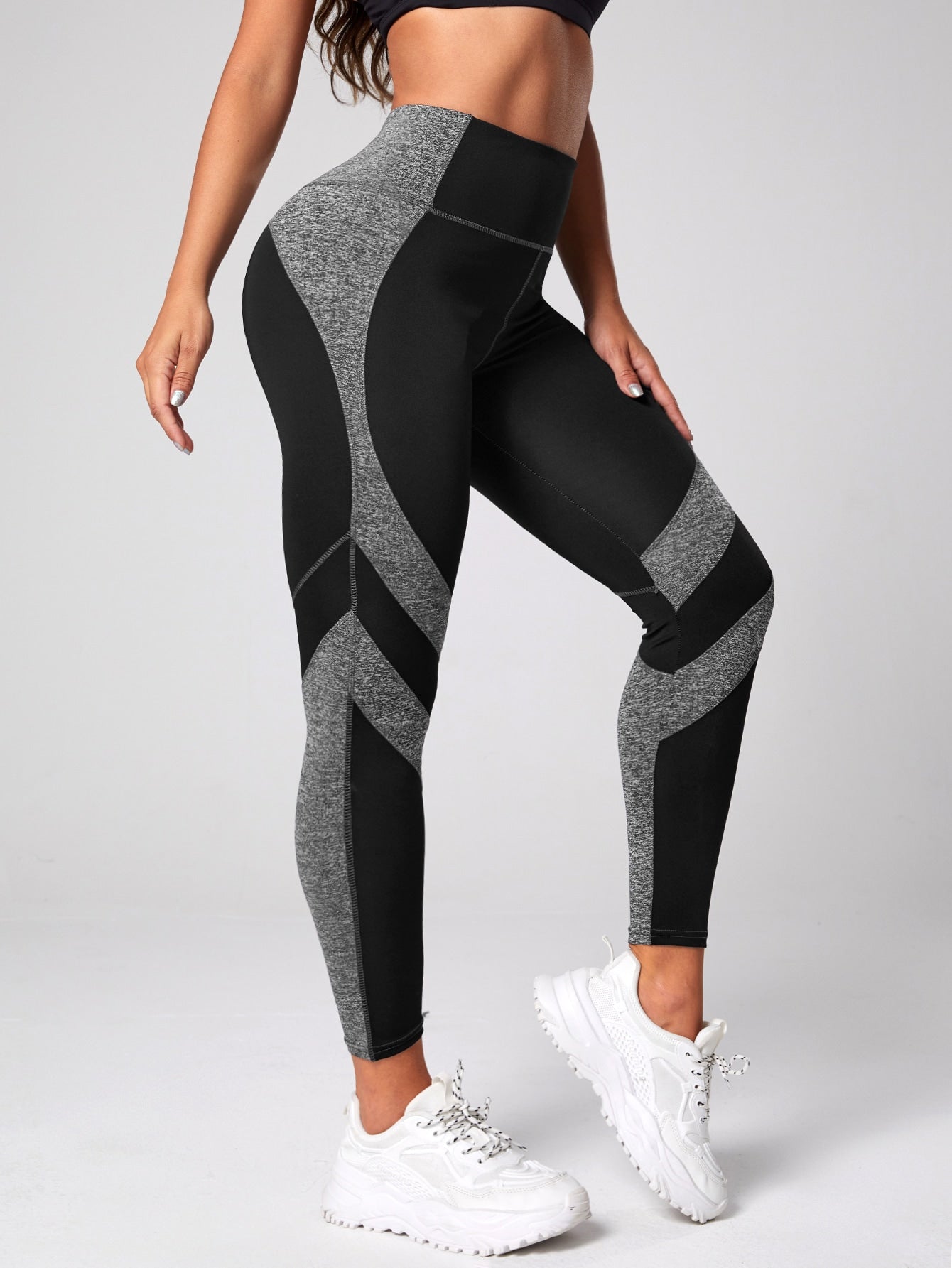 Legging Fitness Cintura Alta Com Recortes Diagonais