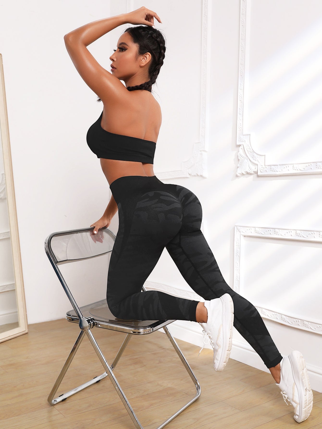 Legging Cintura Alta Com Padronagem Camuflada Fitness