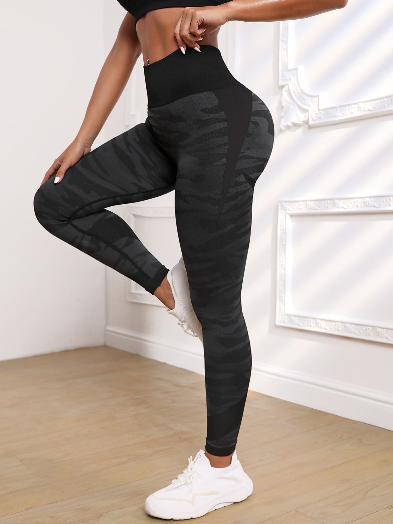 Legging Cintura Alta Com Padronagem Camuflada Fitness