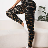 Legging Estampada Geométrica Cintura Alta Compressiva Fitness