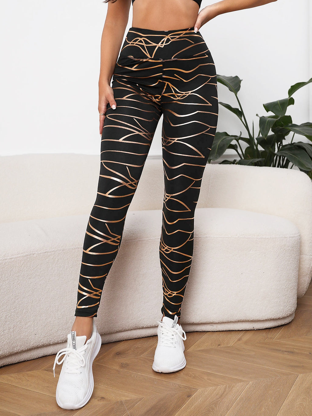 Legging Estampada Geométrica Cintura Alta Compressiva Fitness