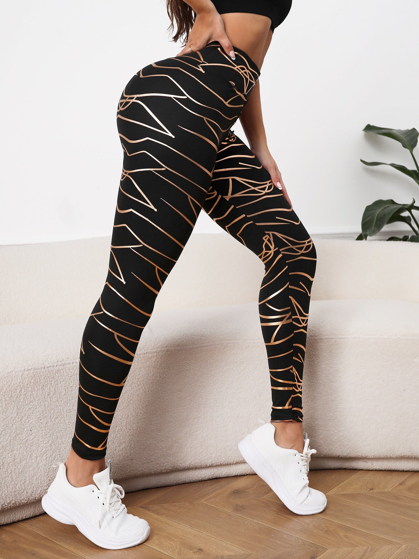 Legging Estampada Geométrica Cintura Alta Compressiva Fitness