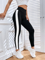 Legging Cintura Alta Com Faixa Lateral E Estilo Esportivo