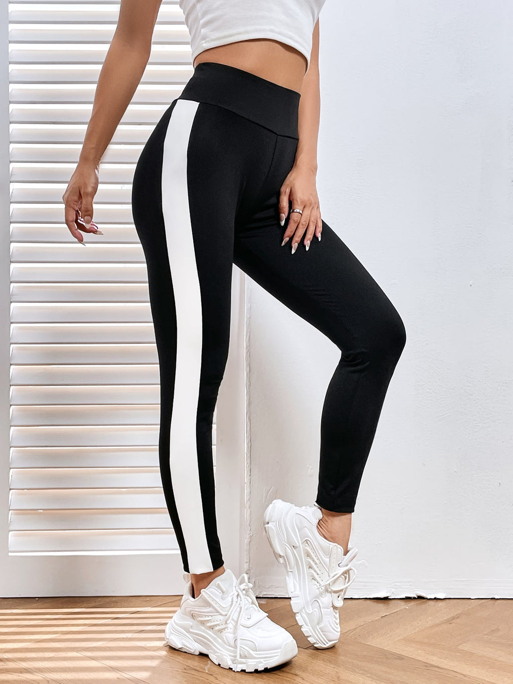 Legging Fitness Cintura Alta Com Faixa Lateral