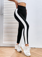 Legging Cintura Alta Com Faixa Lateral E Estilo Esportivo