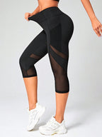 Legging Cintura Alta Capri Com Inserções Em Tela