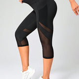 Legging Cintura Alta Capri Com Inserções Em Tela