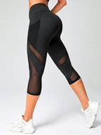 Legging Cintura Alta Capri Com Inserções Em Tela