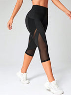 Legging Cintura Alta Capri Com Inserções Em Tela