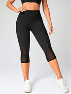 Legging Cintura Alta Capri Com Inserções Em Tela