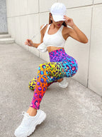 Legging Seamless Estampada Animal Print Cintura Alta Fitness