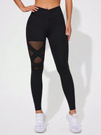 Legging Cintura Alta Com Recorte Assimétrico Em Tela