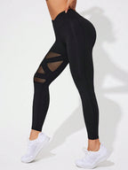 Legging Cintura Alta Com Recorte Assimétrico Em Tela