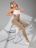 Legging Canelada Seamless Cintura Alta Com Sustentação