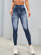 Legging Fitness Estampa Jeans Cintura Alta Modeladora