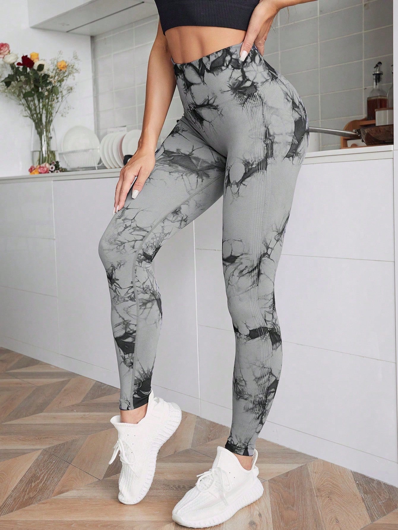 Legging Seamless Cintura Alta Com Grafismo Marmorizado