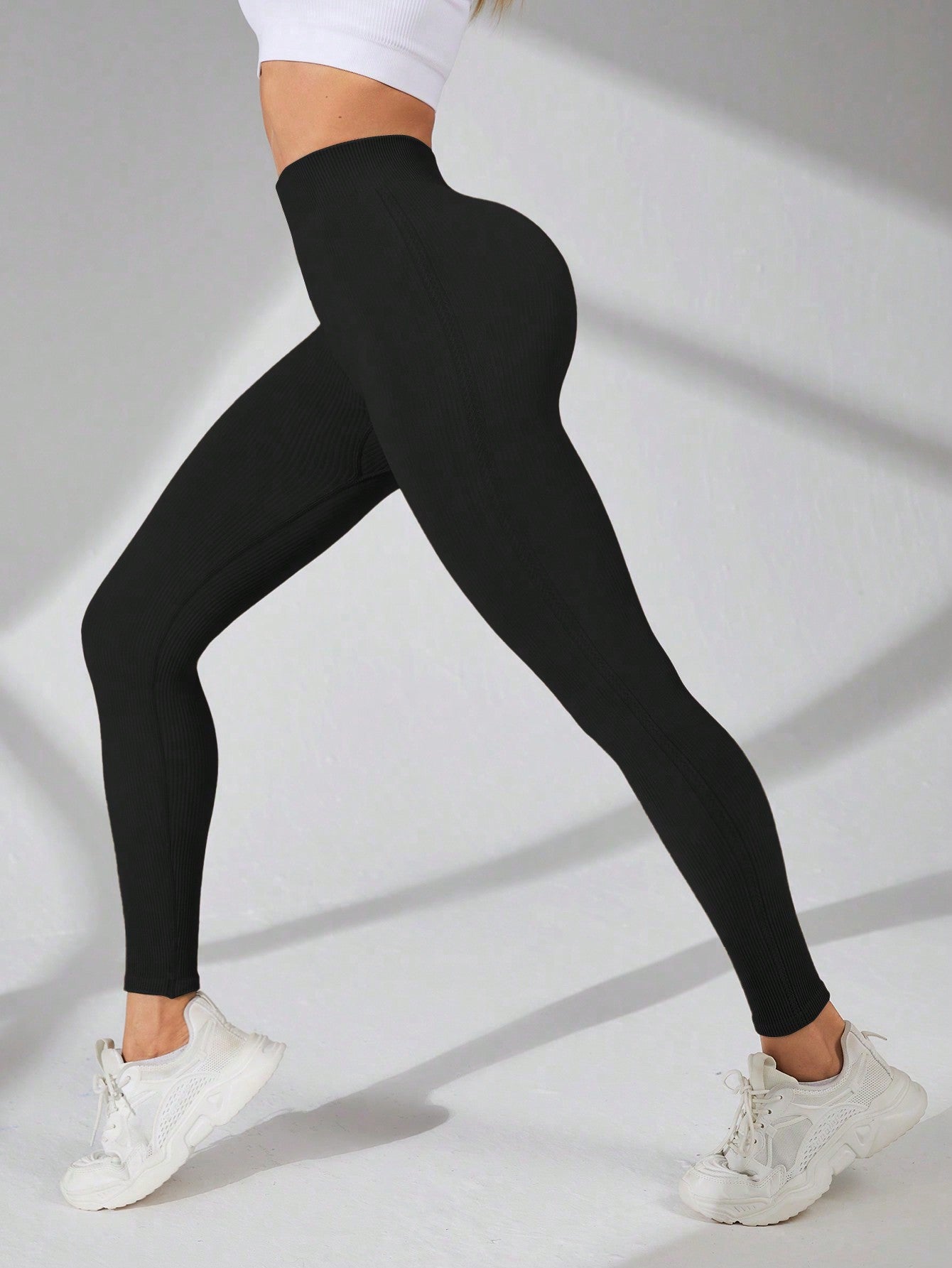 Legging Fitness Canelada Cintura Alta Não Transparente