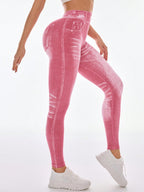 Legging Fitness Estampa Jeans Cintura Alta Modeladora