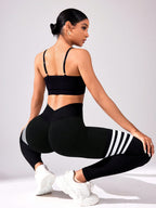 Legging Seamless Cintura Alta Com Faixas De Contorno