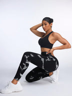 Legging Seamless Cintura Alta Com Padronagem Orgânica