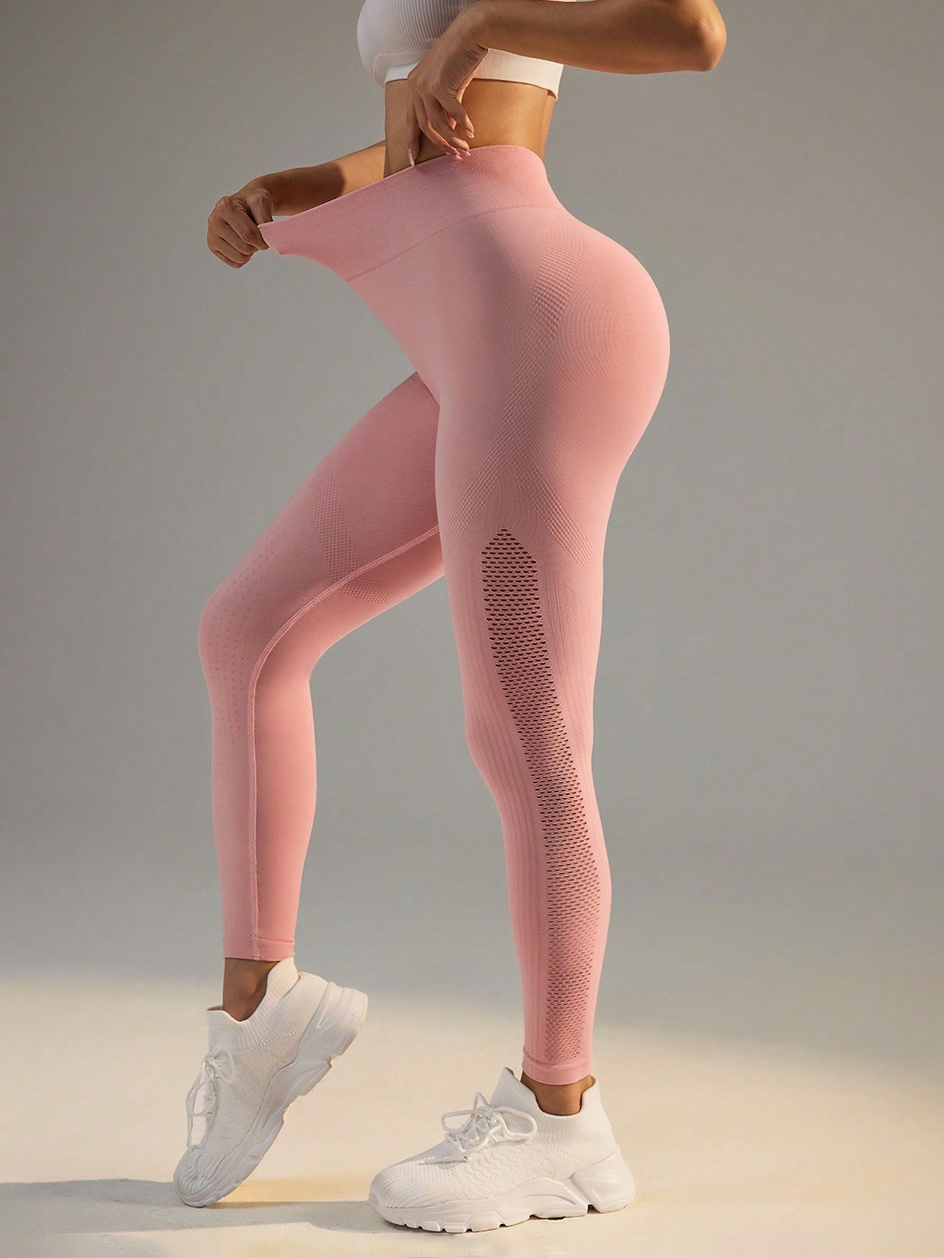 Legging Fitness Sem Costura Com Painel Respirável