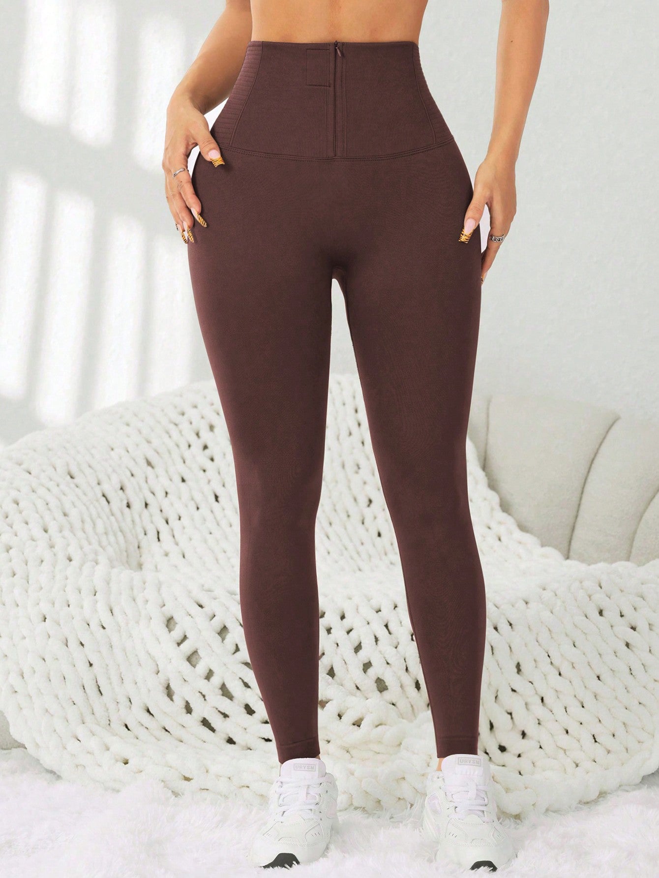 Legging Seamless Cintura Alta Com Zíper Frontal Ajustável