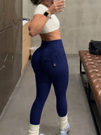 Legging Cintura Alta Com Bolsos Traseiros E Ajuste Modelador