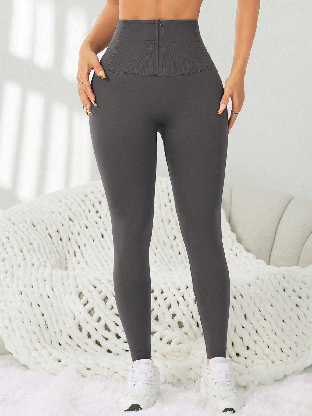 Legging Seamless Cintura Alta Com Zíper Frontal Ajustável