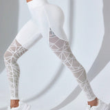 Legging Seamless Cintura Alta Com Tela Geométrica Fitness