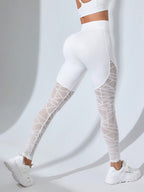 Legging Seamless Cintura Alta Com Tela Geométrica Fitness