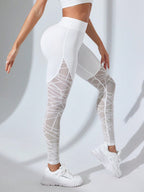 Legging Seamless Cintura Alta Com Tela Geométrica Fitness