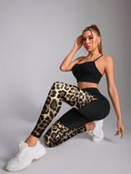 Legging Seamless Cintura Alta Com Tela Geométrica Fitness