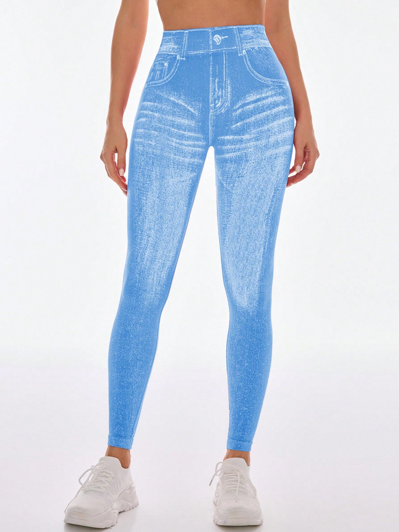 Legging Fitness Estampa Jeans Cintura Alta Modeladora