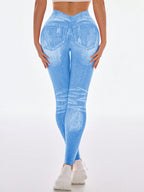 Legging Fitness Estampa Jeans Cintura Alta Modeladora