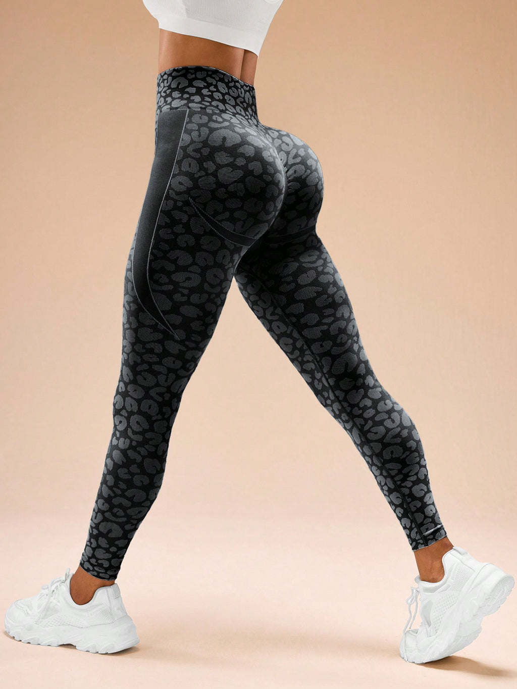 Legging Fitness Texturizada Animal Com Painel Lateral