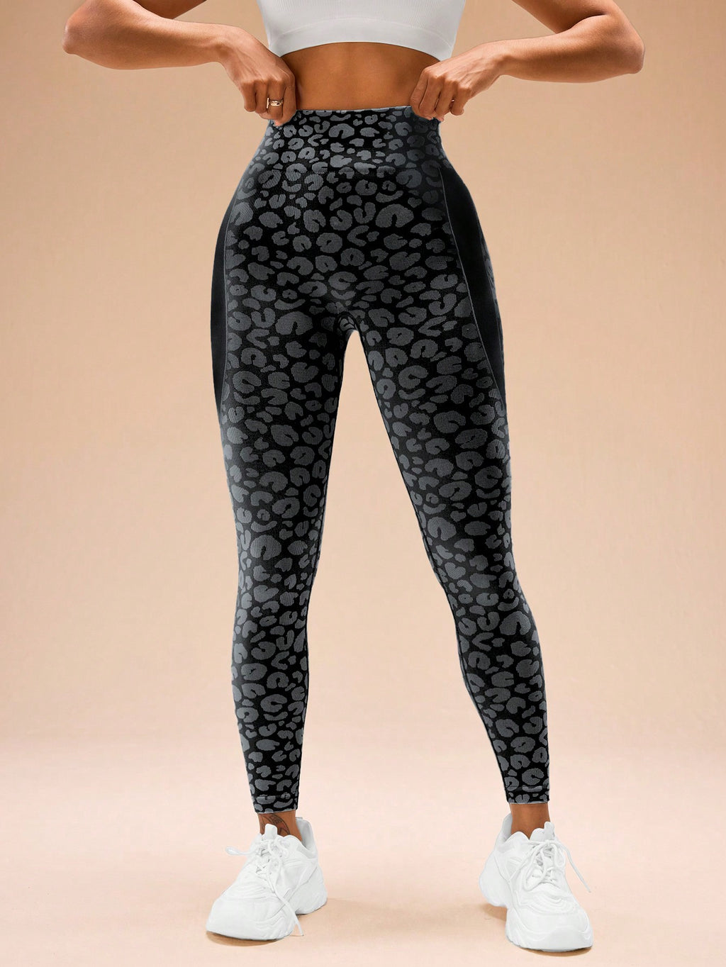 Legging Fitness Texturizada Animal Com Painel Lateral