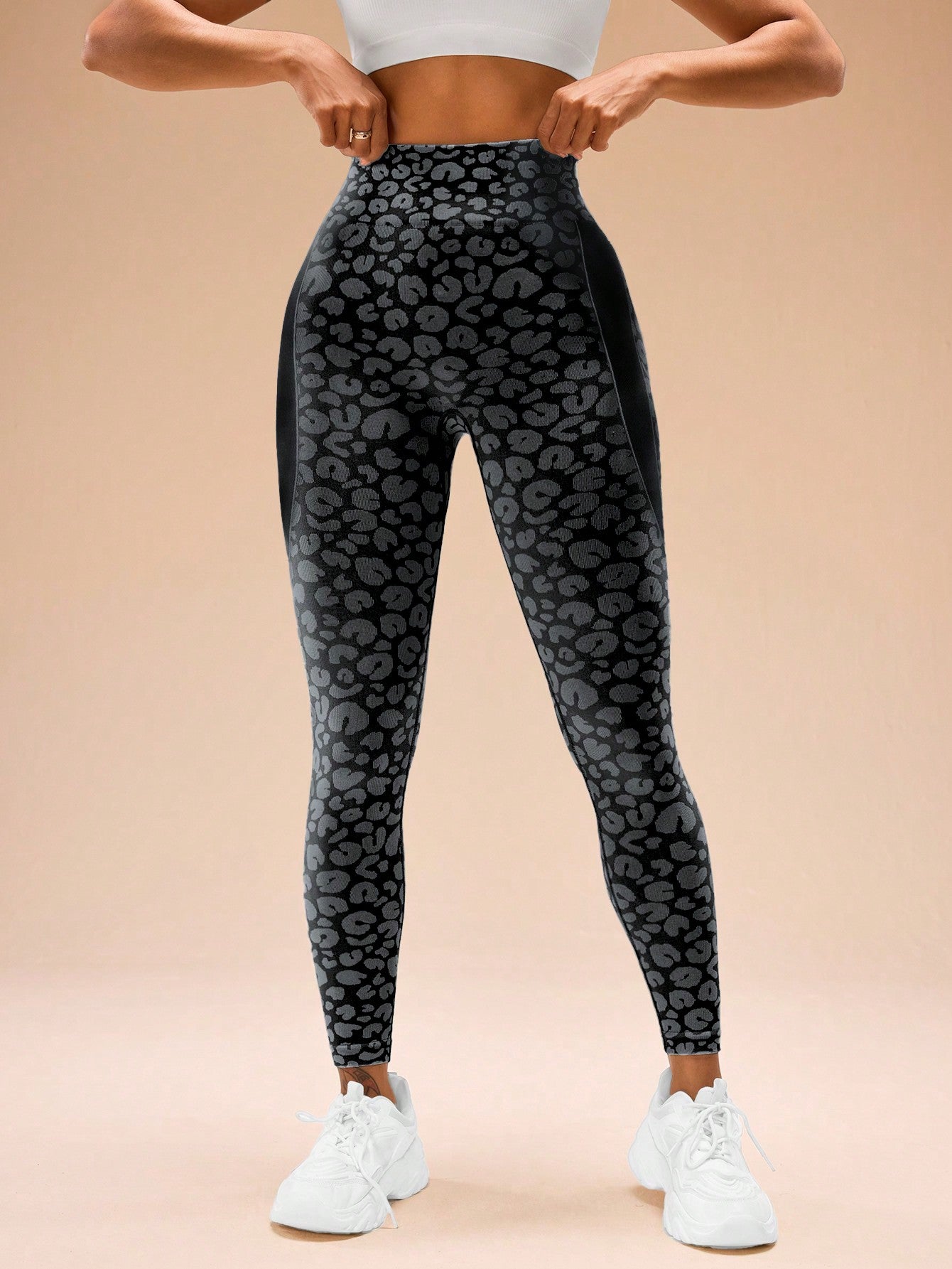 Legging Fitness Texturizada Animal Com Painel Lateral