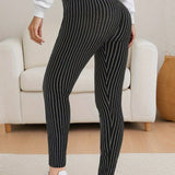 Legging Estampada Com Listras Verticais E Elasticidade