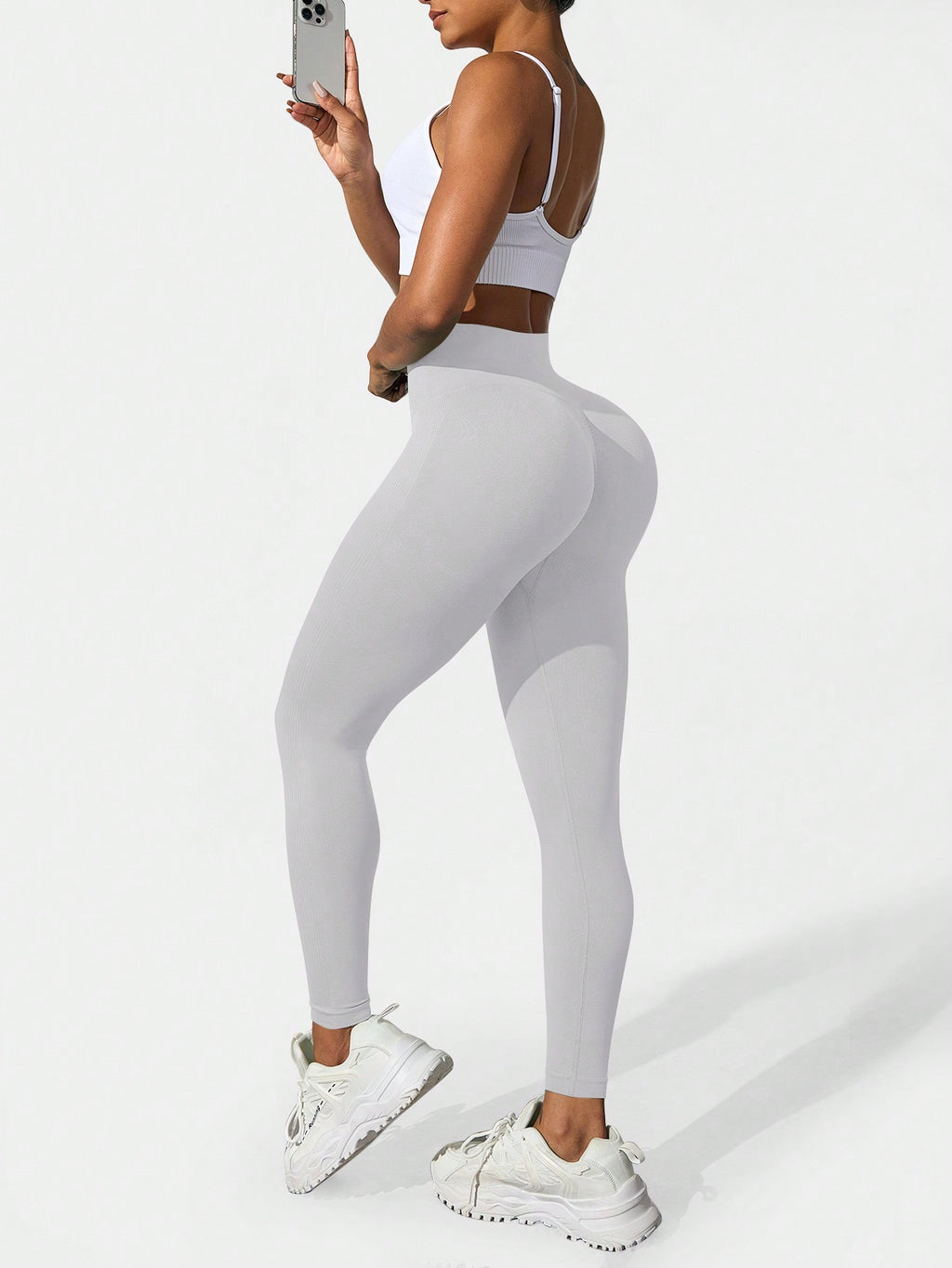 Legging Seamless Cintura Alta Com Estrutura Canelada