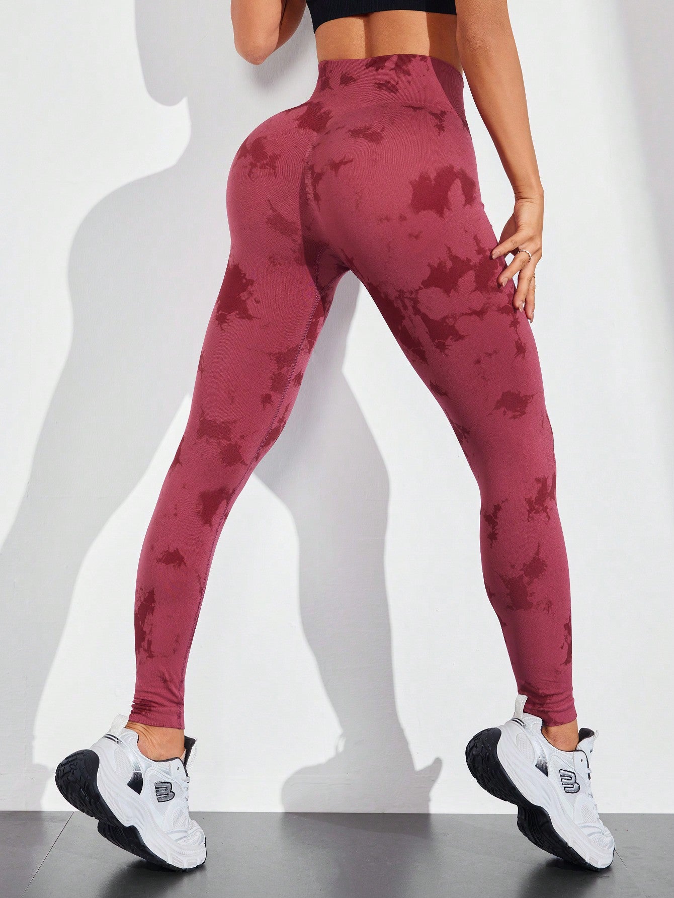 Legging Fitness Cintura Alta Texturizada Com Estampa Abstrata