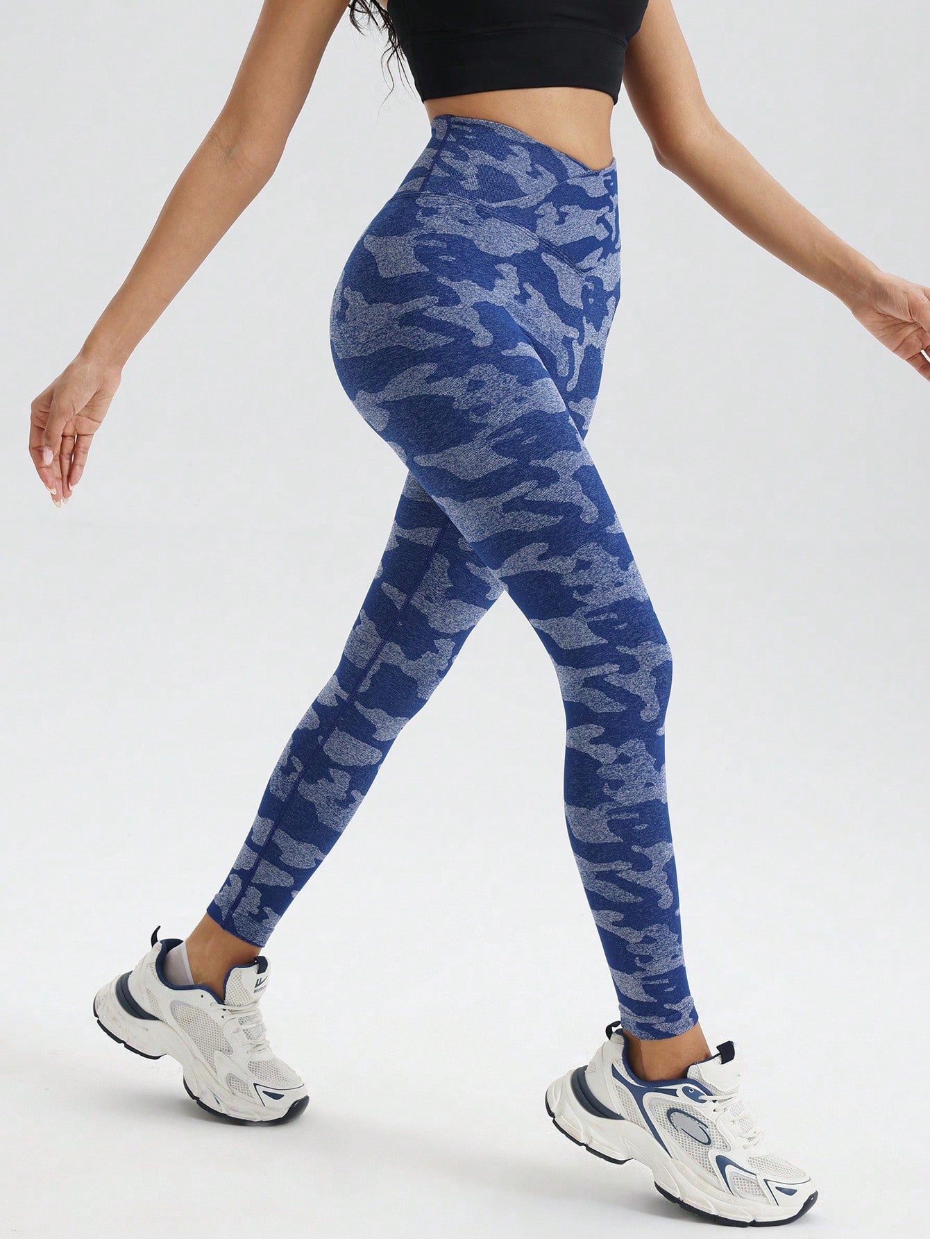 Legging Cintura Alta Estampada Camuflada Com Ajuste Fitness