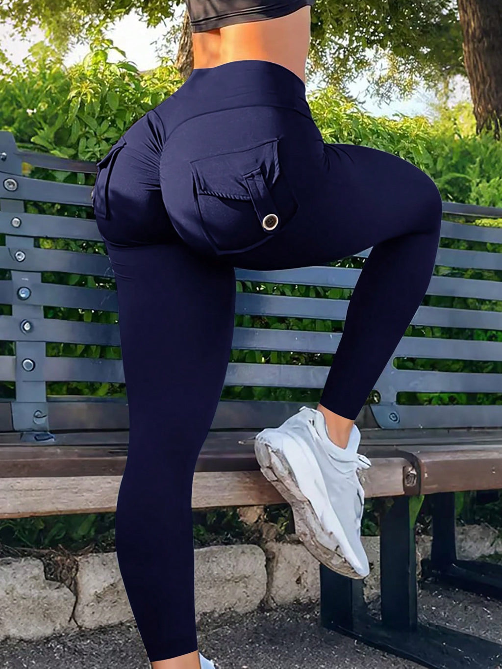 Legging Cintura Alta Com Bolsos Traseiros E Ajuste Modelador