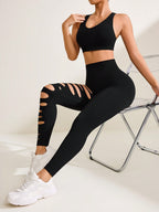 Legging Cintura Alta Com Vazados Verticais Assimétricos