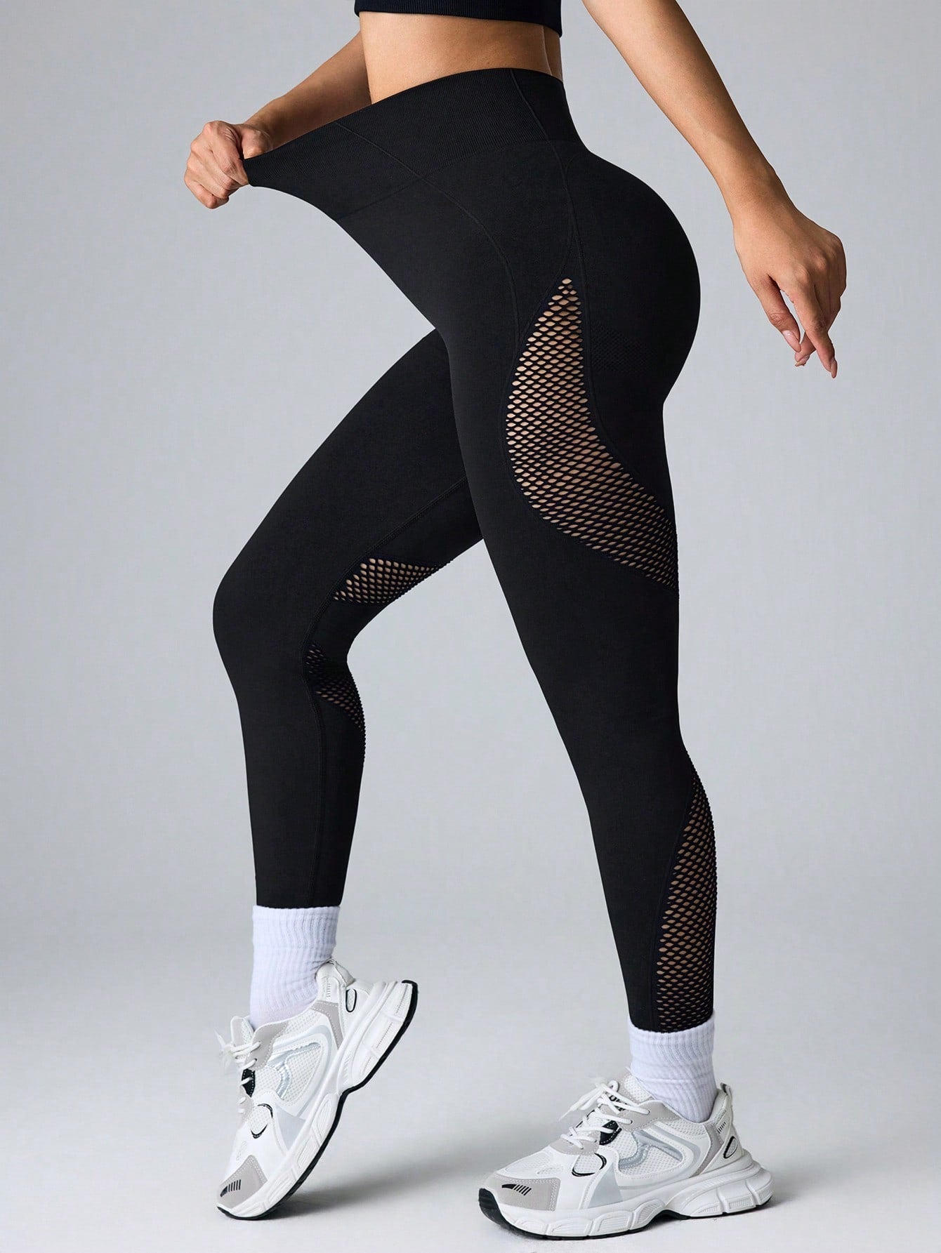 Legging Seamless Cintura Alta Com Painéis Em Tela Técnica