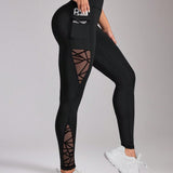 Legging Cintura Alta Com Bolso Lateral E Recortes Geométricos