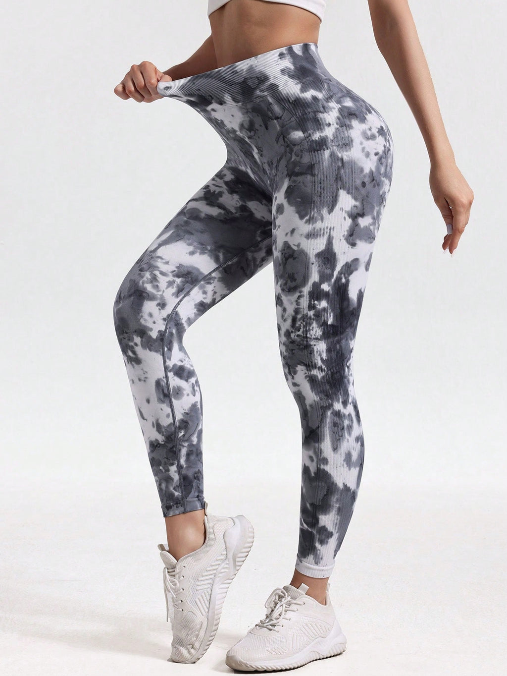 Legging Seamless Cintura Alta Com Estampa Abstrata Compressiva