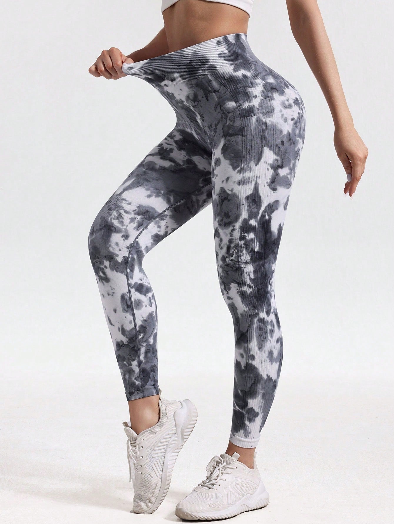 Legging Seamless Cintura Alta Com Estampa Abstrata Compressiva